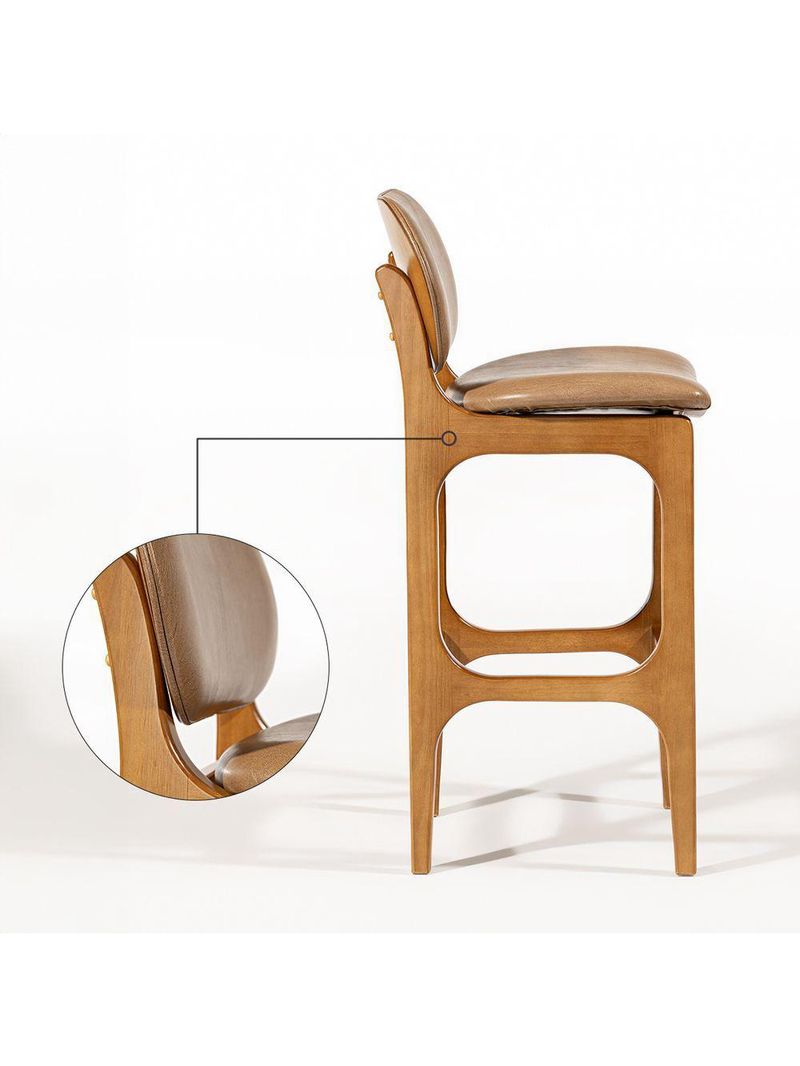 Kit 2 Banquetas Alta Estofada Rafine Madeira Castanho Impermeável Marrom