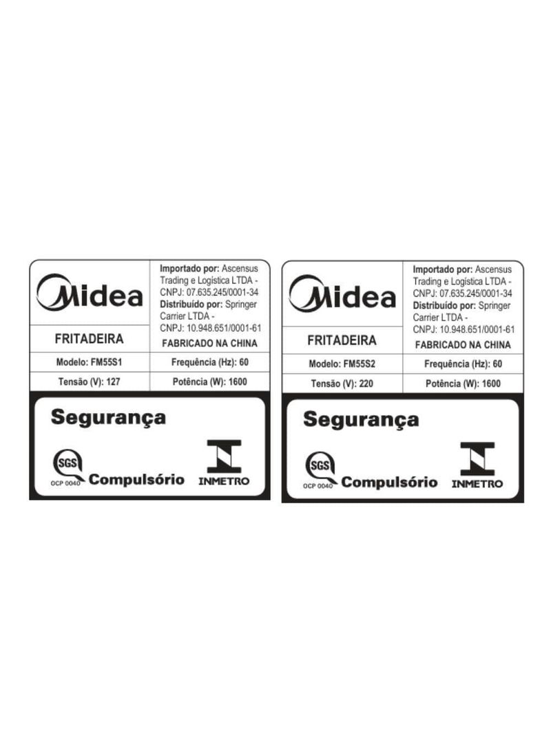 Fritadeira Air Fryer Midea Cyclone 5,5L - 220V - Preto e Inox