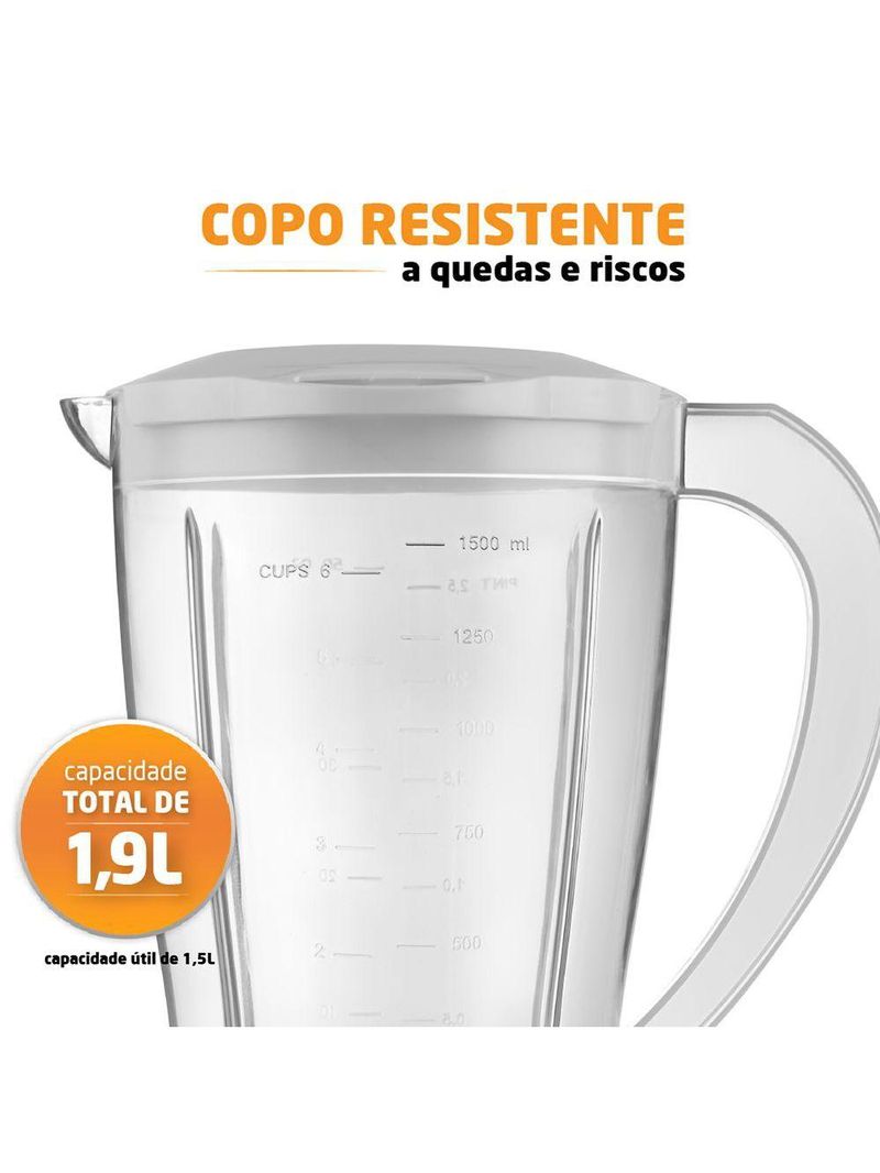 Liquidificador Mondial 1,5L Easy Power 550W L-550-W – 127V