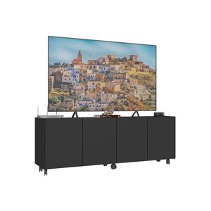 Rack para TV até 50" com 4 Portas e Rodízios – MP1069 Preto – Multimóveis