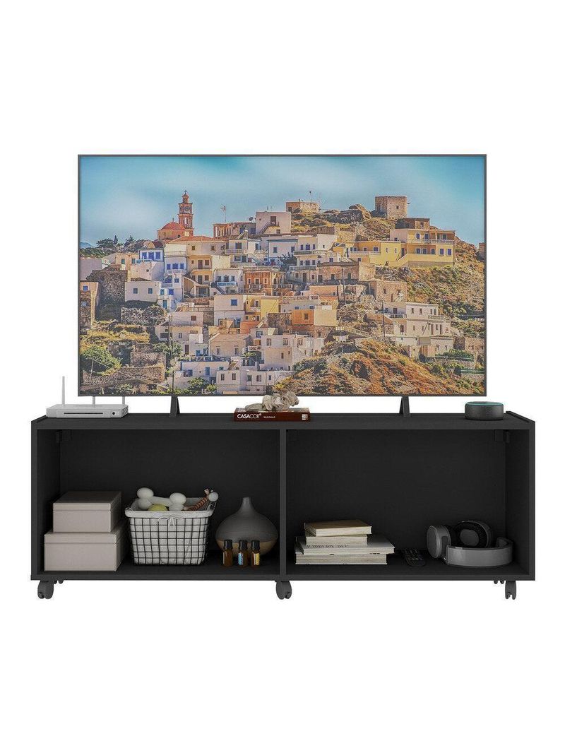 Rack para TV até 50" com 4 Portas e Rodízios – MP1069 Preto – Multimóveis