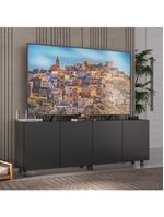 Rack para TV até 50" com 4 Portas e Rodízios – MP1069 Preto – Multimóveis