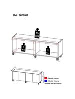 Rack para TV até 50" com 4 Portas e Rodízios – MP1069 Preto – Multimóveis