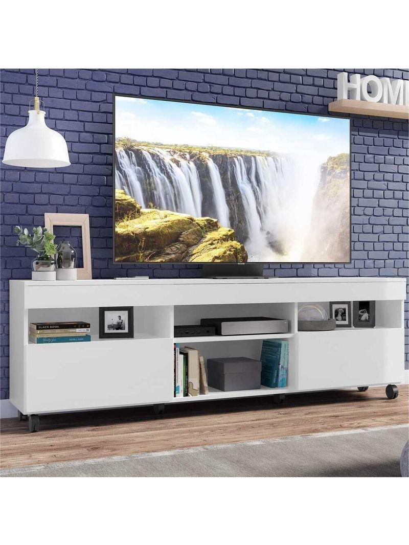 Rack 65'' Com Rodízios 2 Portas Paris Multimóveis Branco