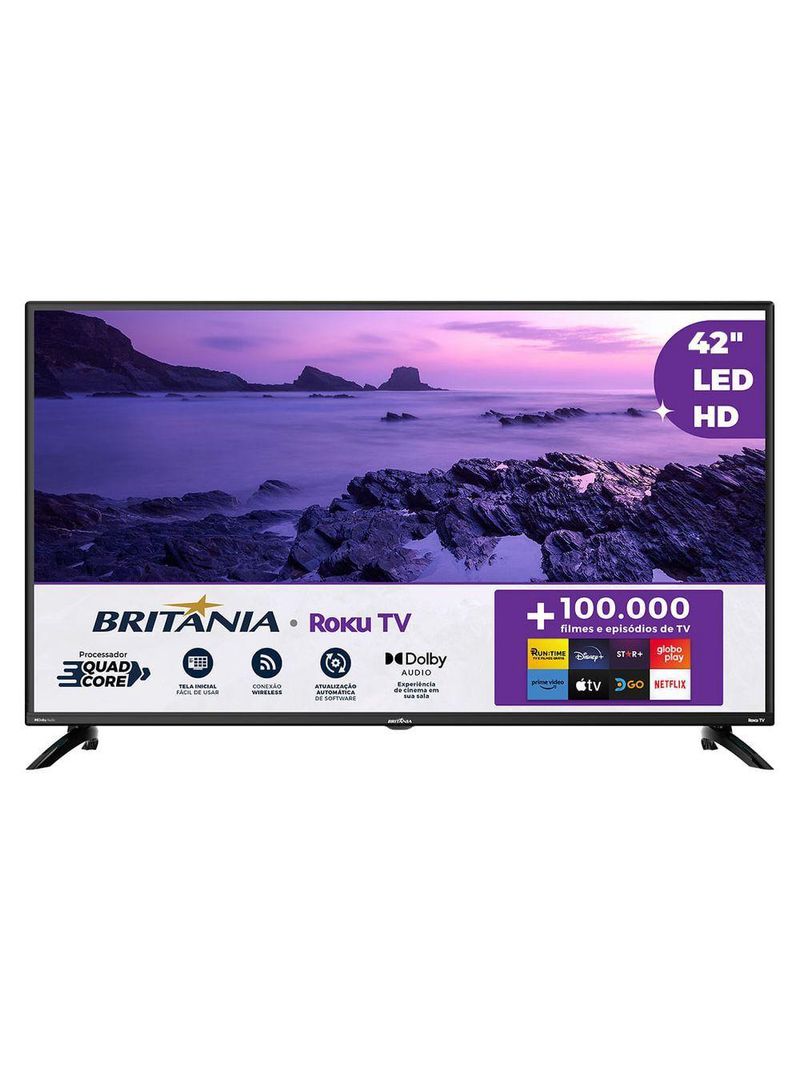 Smart 42” Britânia BTV42G6FR2CP Roku Bivolt