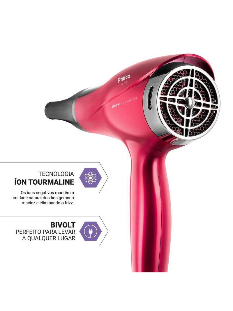 Secador de Cabelos Philco Bivolt 2200W PSC2300 Motor DC Bivolt