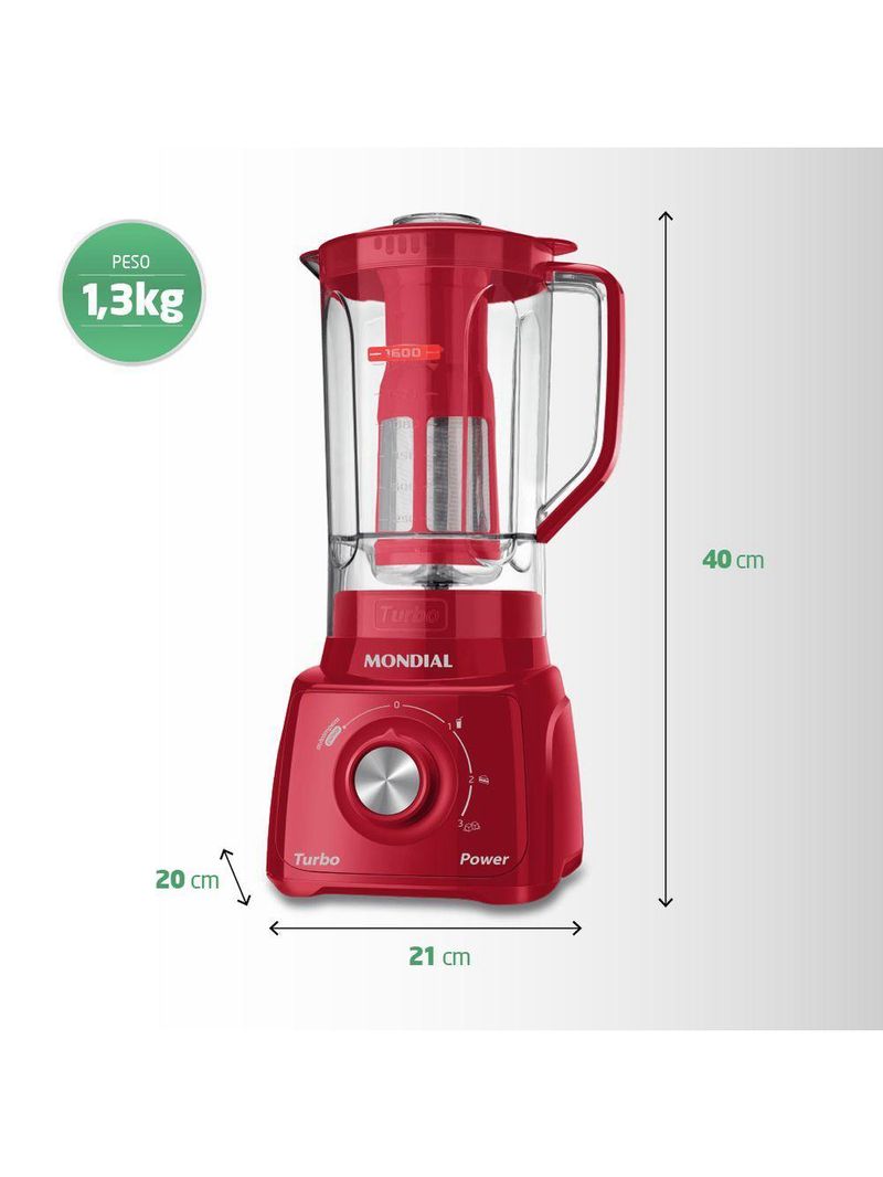 Liquidificador Mondial Turbo Power L-99-FR – 220V Vermelho