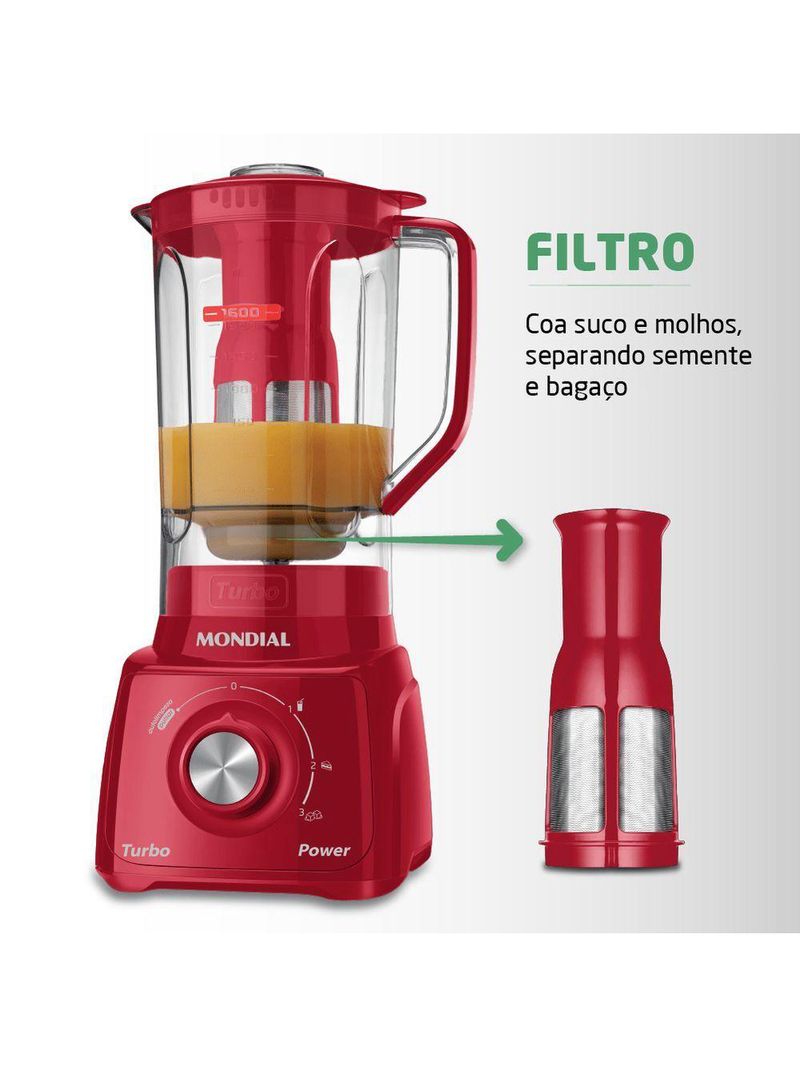 Liquidificador Mondial Turbo Power L-99-FR – 220V Vermelho