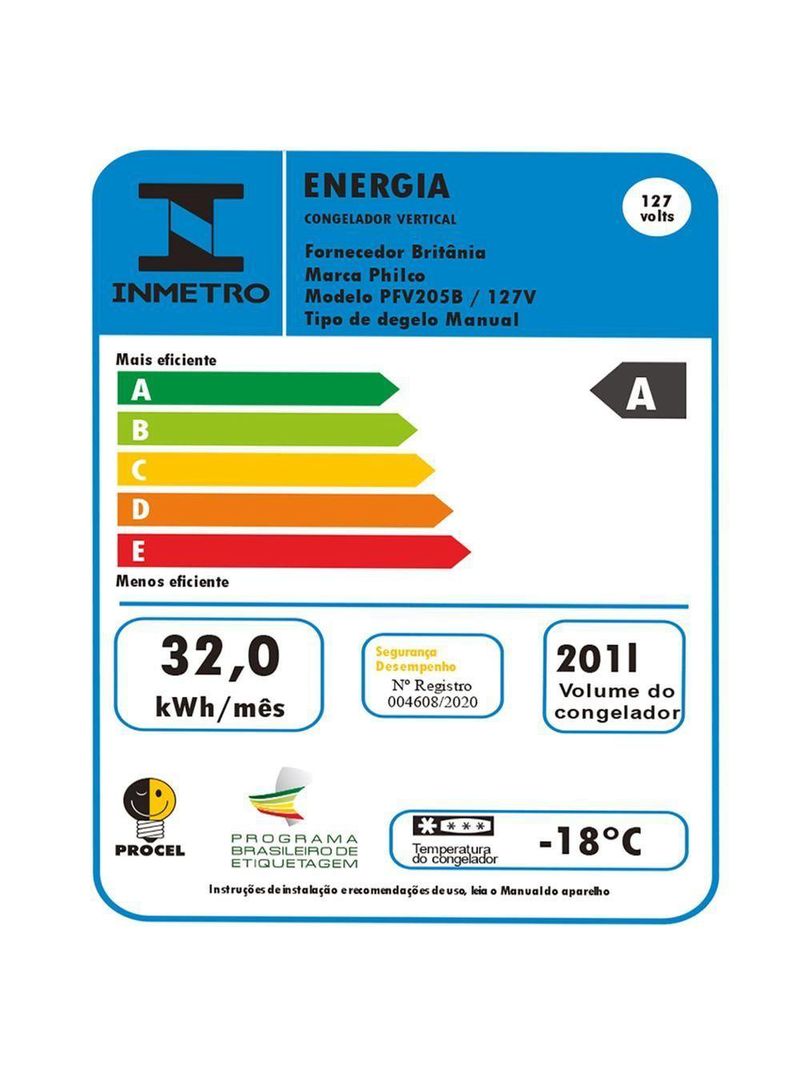 Freezer E Refrigerador Vertical Philco 201 Litros PFV205B 2 Em 1 Branco 127V