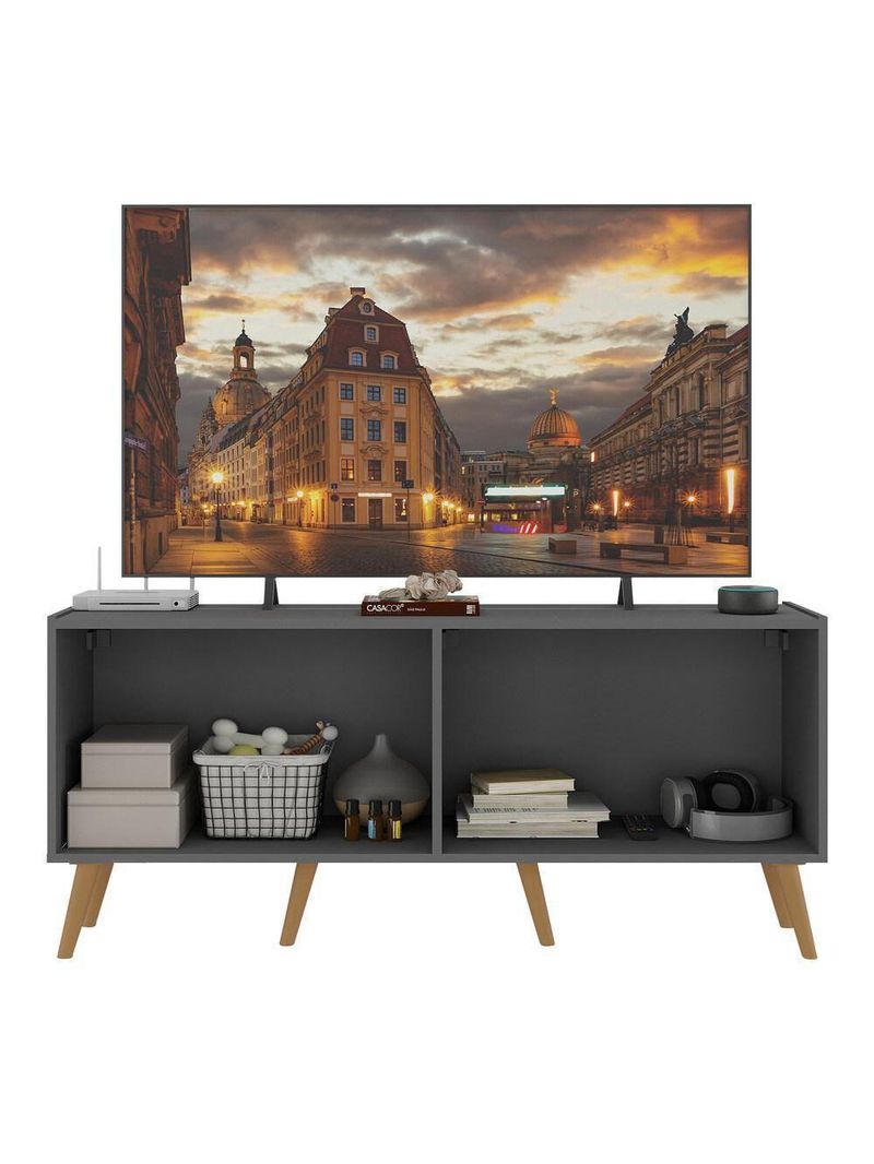 Rack TV Até 50 Polegadas Retrô com Espelhos MP1082 Grafite Natural