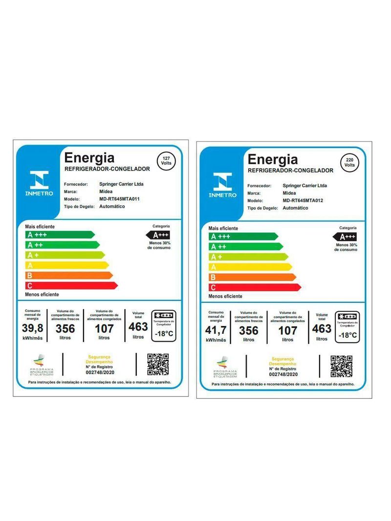 Geladeira Frost Free Midea MD-RT645MTA011 Duplex 463L Slim Branca 110V
