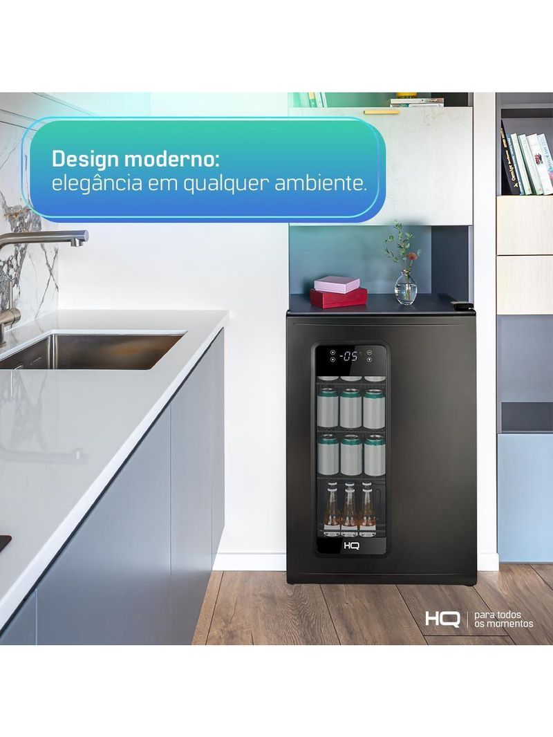 Cervejeira Expositor Vertical HQ 100 Litros Frost Free Inox Titanium HQ-100CEVPVFFI 127V