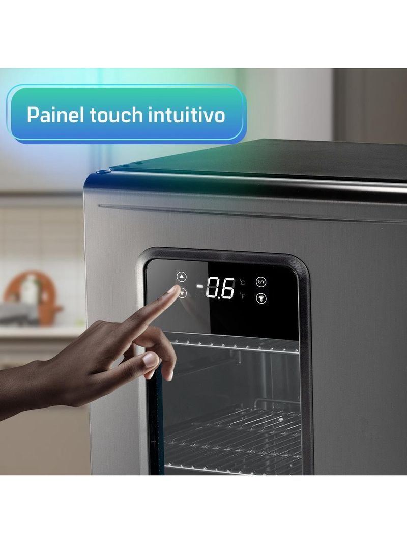 Cervejeira Expositor Vertical HQ 100 Litros Frost Free Inox Titanium HQ-100CEVPVFFI 127V