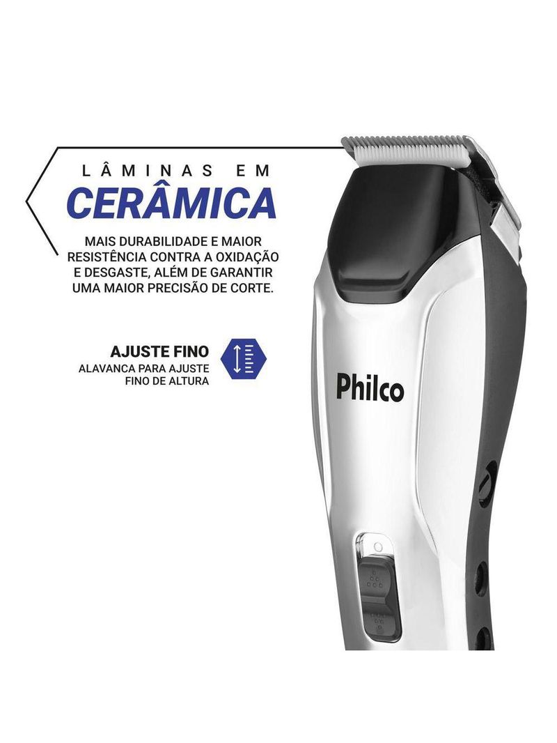 Cortador De Cabelos Philco 9 Acessórios 4 Pentes PCR04 110V