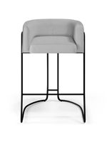 Banqueta Base De Aço Preto Betina D02 Cinza D-315