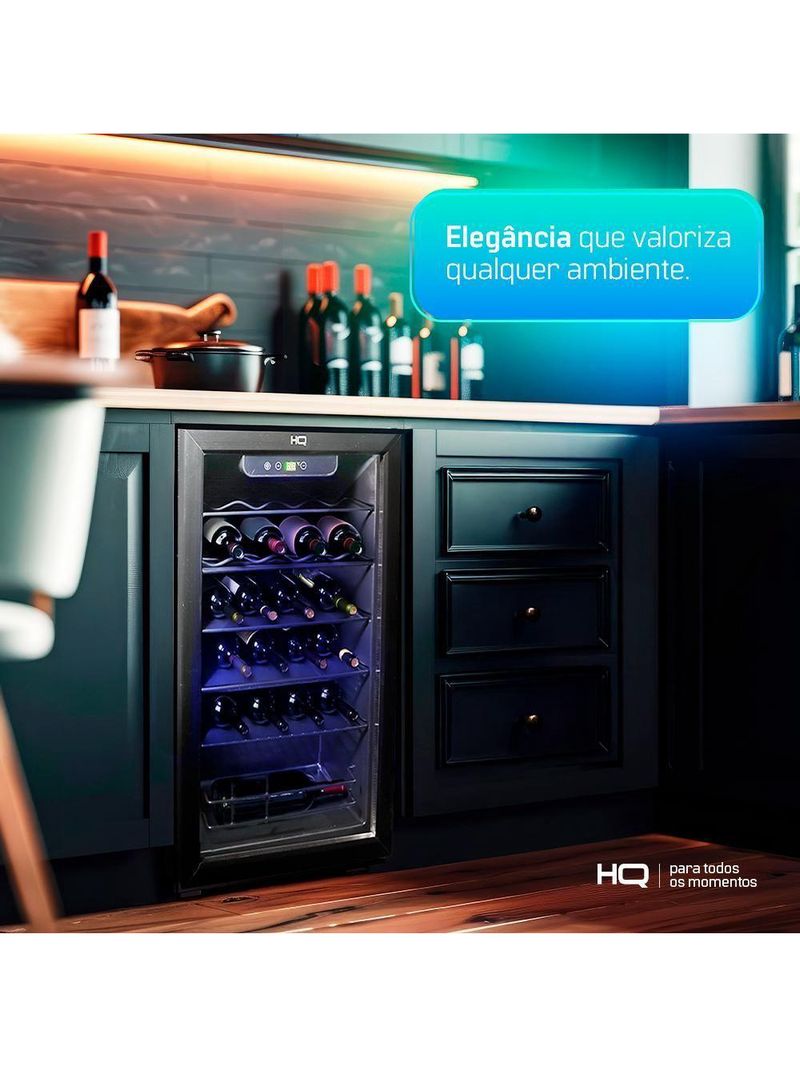 Adega De Vinhos Compressor HQ 75 Litros 24 Garrafas Preto HQ-AV24H 110V