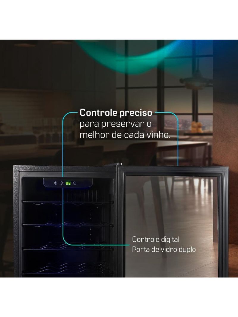 Adega De Vinhos Compressor HQ 75 Litros 24 Garrafas Preto HQ-AV24H 110V