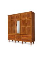 Guarda Roupa Casal com Espelho Madeira Maciça Chicago Castanho