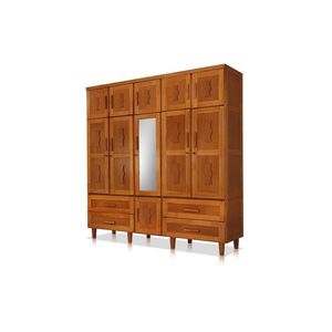 Guarda Roupa Casal com Espelho Madeira Maciça Chicago Castanho