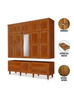 Guarda Roupa Casal com Espelho Madeira Maciça Chicago Castanho