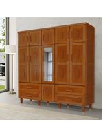 Guarda Roupa Casal com Espelho Madeira Maciça Chicago Castanho