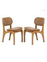 Kit 2 Cadeiras De Jantar Estofada Rafine Madeira Castanho Impermeável Marrom