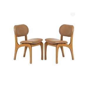 Kit 2 Cadeiras De Jantar Estofada Rafine Madeira Castanho Impermeável Marrom