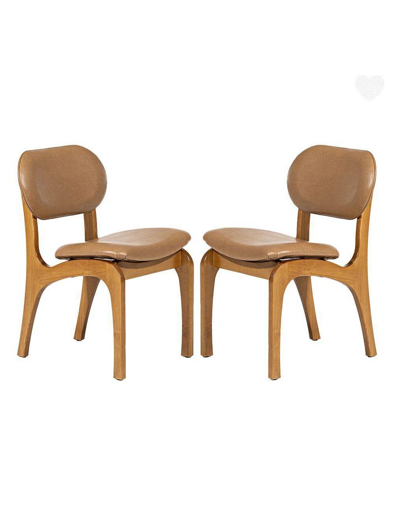 Kit 2 Cadeiras De Jantar Estofada Rafine Madeira Castanho Impermeável Marrom