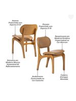 Kit 2 Cadeiras De Jantar Estofada Rafine Madeira Castanho Impermeável Marrom