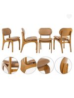 Kit 2 Cadeiras De Jantar Estofada Rafine Madeira Castanho Impermeável Marrom