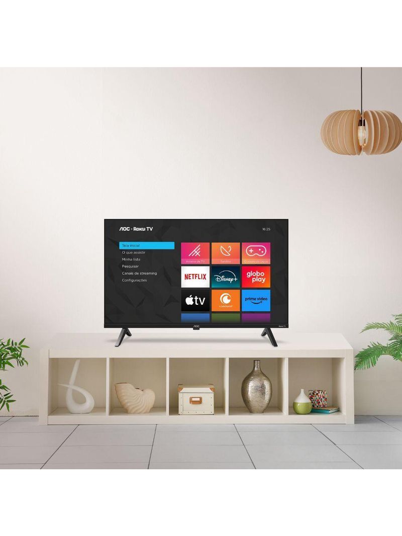 Smart TV AOC Roku 32 DLED HD Dolby Audio 32S5045/78G Preto Bivolt