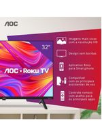 Smart TV AOC Roku 32 DLED HD Dolby Audio 32S5045/78G Preto Bivolt