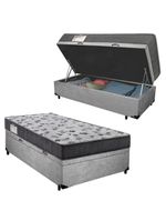Cama Box Baú Solteiro Suede + Colchão De Espuma D33 - Serene - 88cm Cor:cinza