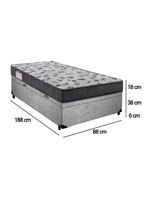 Cama Box Baú Solteiro Suede + Colchão De Espuma D33 - Serene - 88cm Cor:cinza