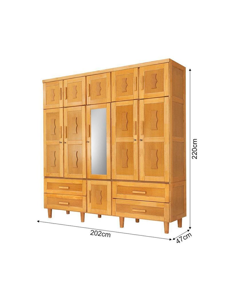 Guarda Roupa Casal com Espelho Madeira Maciça Chicago Imbuia