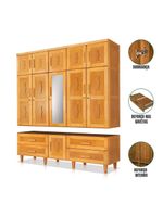 Guarda Roupa Casal com Espelho Madeira Maciça Chicago Imbuia