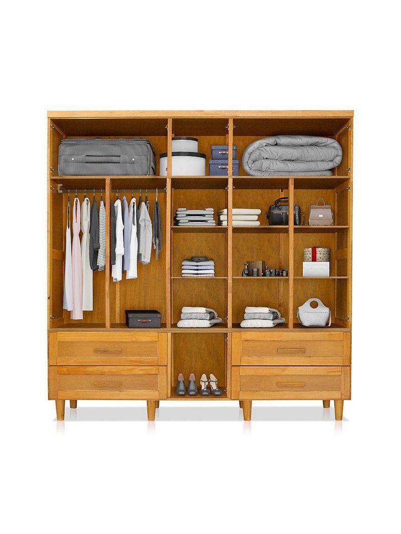 Guarda Roupa Casal com Espelho Madeira Maciça Chicago Imbuia