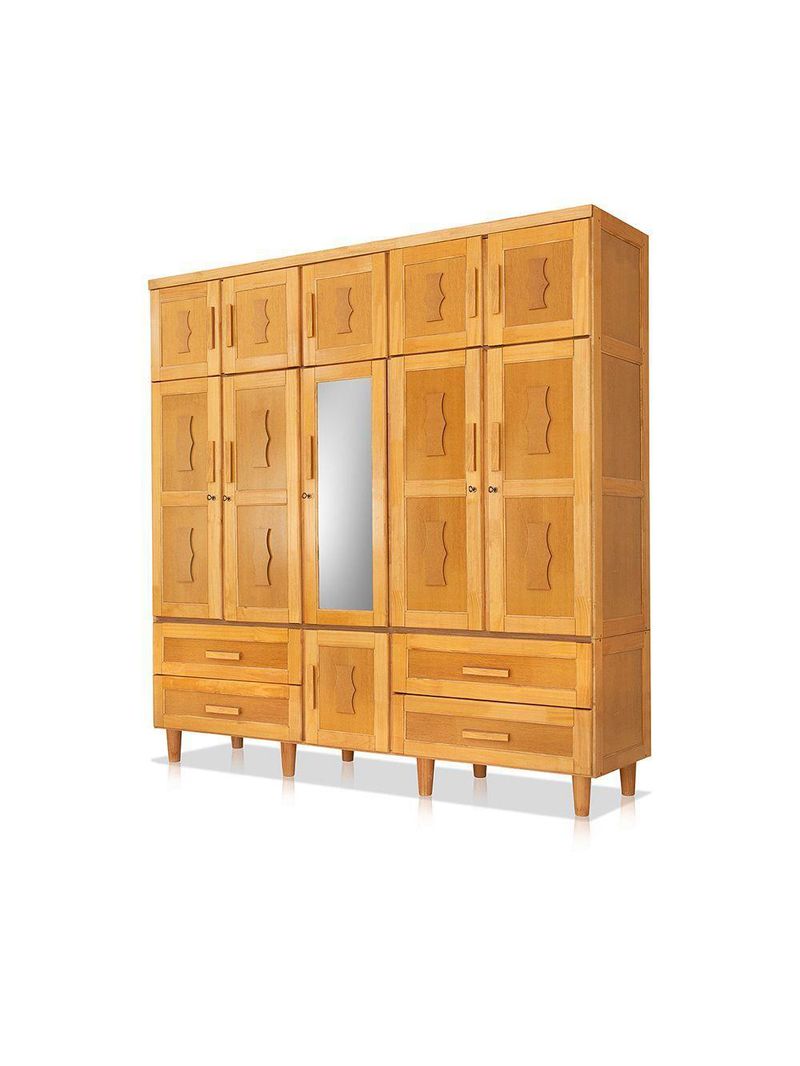 Guarda Roupa Casal com Espelho Madeira Maciça Chicago Imbuia