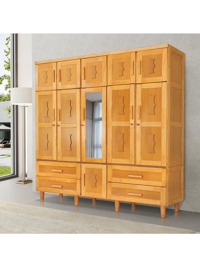 Guarda Roupa Casal com Espelho Madeira Maciça Chicago Imbuia