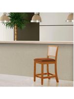 Kit 2 Banquetas Altas Em Tela Sextavadas Assento Estofado Couro Pu Caramelo Rubi Mel Marrom