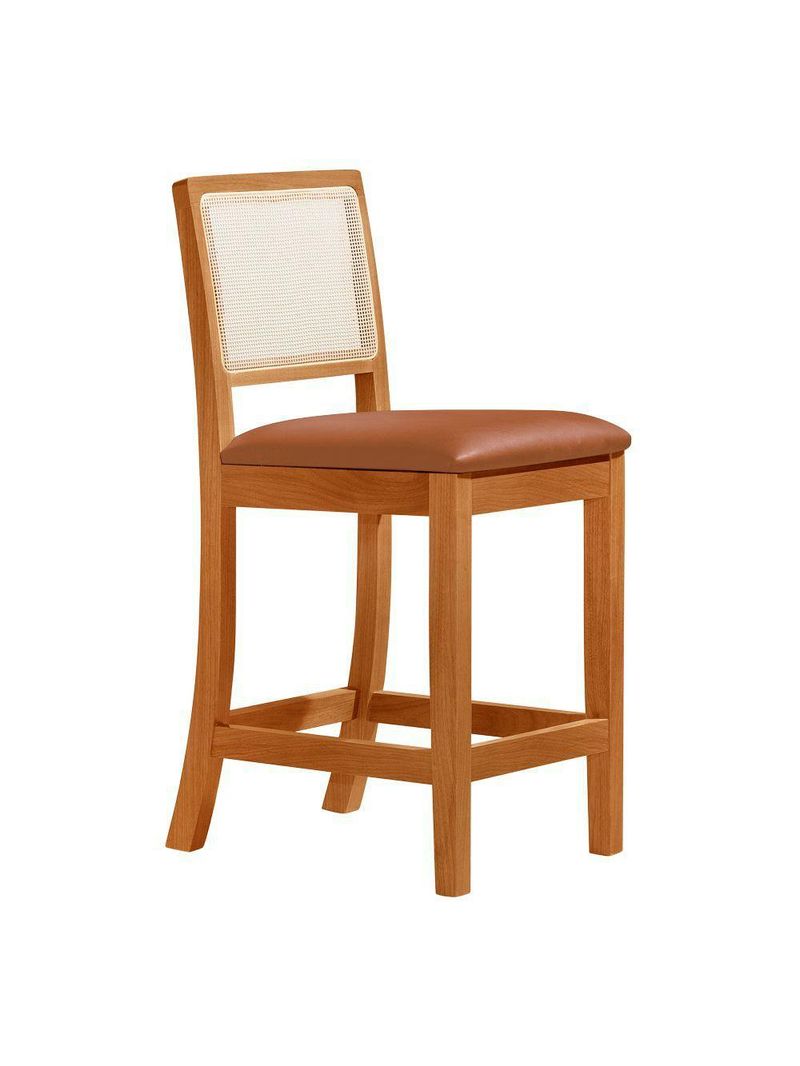 Kit 2 Banquetas Altas Em Tela Sextavadas Assento Estofado Couro Pu Caramelo Rubi Mel Marrom