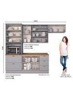 Cozinha Compacta 4 Peças Com Aéreo Basculante Amy Casa 812 Cinza