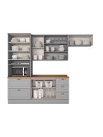 Cozinha Compacta 4 Peças Com Aéreo Basculante Amy Casa 812 Cinza