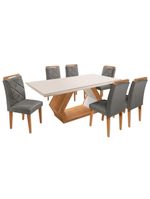 Mesa Alvorada 180 Tp Mdf Vidro Canto Reto 6 Cadeiras Rufato Veludo Grafite/imbuia Off/serig Off