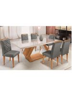 Mesa Alvorada 180 Tp Mdf Vidro Canto Reto 6 Cadeiras Rufato Veludo Grafite/imbuia Off/serig Off