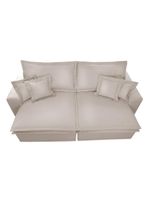 Sofa Retrátil E Reclinável Com Molas Cama Inbox Premium 2,32m Tecido Em Linho Bege Claro