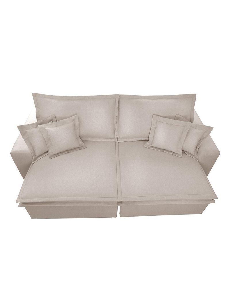 Sofa Retrátil E Reclinável Com Molas Cama Inbox Premium 2,32m Tecido Em Linho Bege Claro