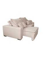 Sofa Retrátil E Reclinável Com Molas Cama Inbox Premium 2,32m Tecido Em Linho Bege Claro