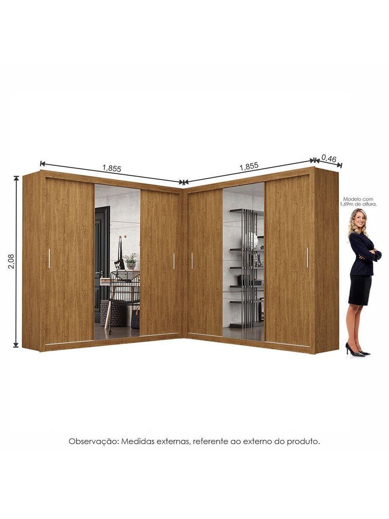 Closet Casal Premium Clarice Plus 06 Portas 8 Gavetas Freijó