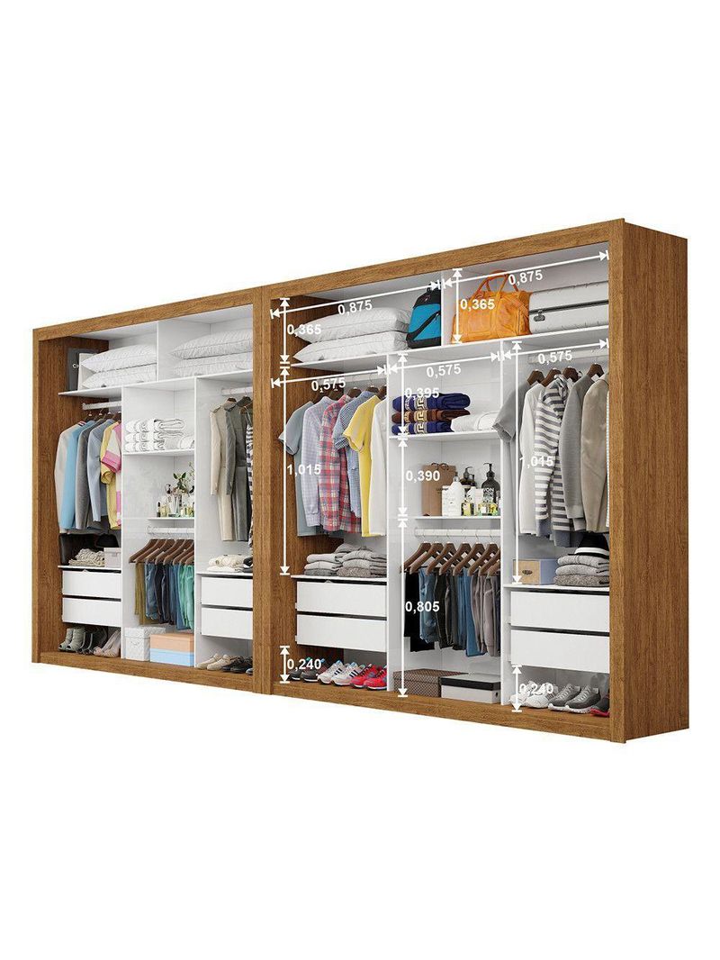 Closet Casal Premium Clarice Plus 06 Portas 8 Gavetas Freijó